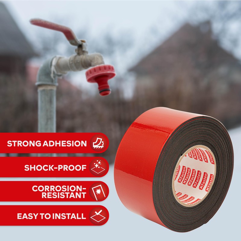 XFasten Foam Pipe Insulation Tape 3 Inch x 15 Feet