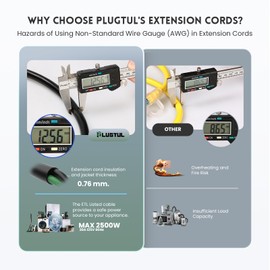 PLUGTUL 4 Prong 20 Amp Extension Cord 50FT, NEMA L14-20 Generator Extension Cord, 12 Gauge SJTW, 125/250Volts, 20Amp, 2500/5000W, ETL Listed, Black