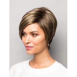 Izziey Wig Color Banana Split Ombre - Short Pixie Asymmetical Cut 7" Bangs Synthetic Average Capless Hairline Bundle MaxWigs Hairloss Booklet