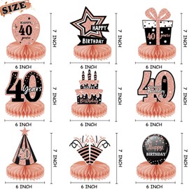 LWAIX 40th Birthday Decoration Men Women Pack of 10 Table Decoration Birthday Decoration with 30 g Decorative Confetti for Honeycomb Table Decoration Party Accessories Table Decorations Paper (40)