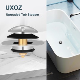 Uxoz Tub Stopper, Bathtub Drain Stopper Replacement for Tip Toe/Trip Lever/Lift&Turn Bathtub Drain, Detachable Pop Up Bath Tub Drain Stoppers for 1.5" to 1.78" Drain Holes, Chrome Plated