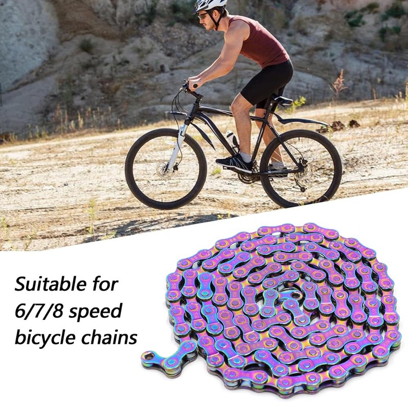 GOIYZTTR 8 Speed Chain, 6/7/8 Speed Bike Chain Colorful Electroplating
