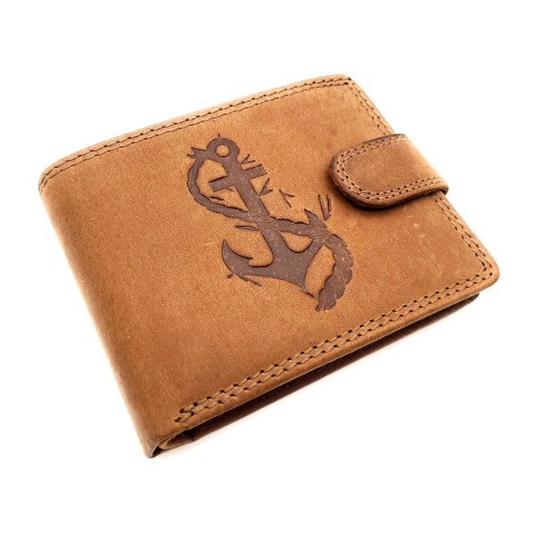 Lemasi Genuine Leather Wallet with RFID Protection, Anchor, Truck, Horse