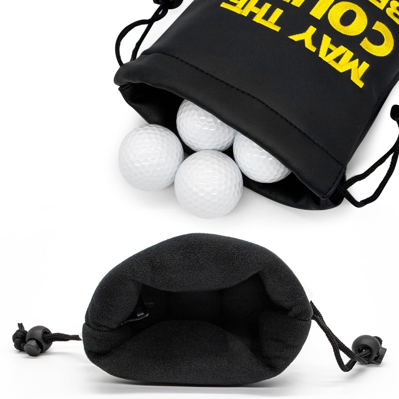 Aliennana Golf Valuables Pouch, Leather Golf Tee Pouch with Drawstring