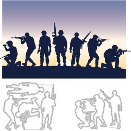 GLOBLELAND Soldiers Cutting Dies Metal Army Veterans Day Embossing Stencils Die Cuts for Paper Card Making Decoration DIY Scrapbooking Album Craft Decor