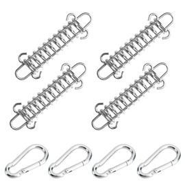 Stainless Steel Tension Springs, Tension Spring Tension Springs, Awning Tension Spring, Awning Mounting Steel Spring, Camping Accessories, with 4 Carabiners, for Camping Tent, Awning