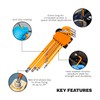Sealey Premier 9pc Extra-Long Ball-End Hex Key Set - Imperial