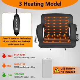 Slendor Adjustable Heated Stadium Seats Set of 2，Stadium Seating Folding Outdoor Heated Bleacher Seats  Portable Black Design for Stadiums and Sports Events