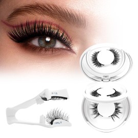 Higu clace Magnetic Eyelashes Natural Look, 2 pairs Reusable Magnetic Lashes with Applicator, Magnetic Lashes Without Eyeliner, No Glue Needed Lashes Magnetic, Easy to Use and Remove (Style A+B)