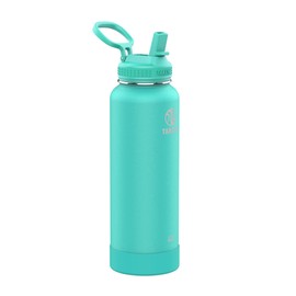 Takeya Actives Insulated Stainless Steel Water Bottle with Straw Lid, 40 Ounce, Teal
