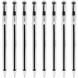 Pentel Superb Ballpoint Pen Ball Point Pens 0.7mm Nib Tip 0.25mm Line Width Fine Line Refillable Ink BK77 - Pack Of 8 - Black Ink
