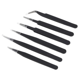 Changyeah 6 PCS Precision Tweezers Set, ESD Tweezers Set, Anti-Static Stainless Steel Tweezers Kit Curved Tweezers for Craft, Jewelry, Electronics, Laboratory Work and Hobbies etc.