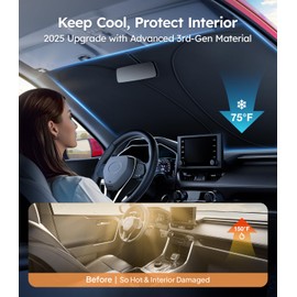 Wigoo for Toyota Camry 2018-2025 Windshield Sunshade [100% Sun Block, 4th-Gen Cooling Tech] Foldable Heat Insulation Front Window Sunshade with Storage Bag, Compatible with Toyota Camry 2018-2025