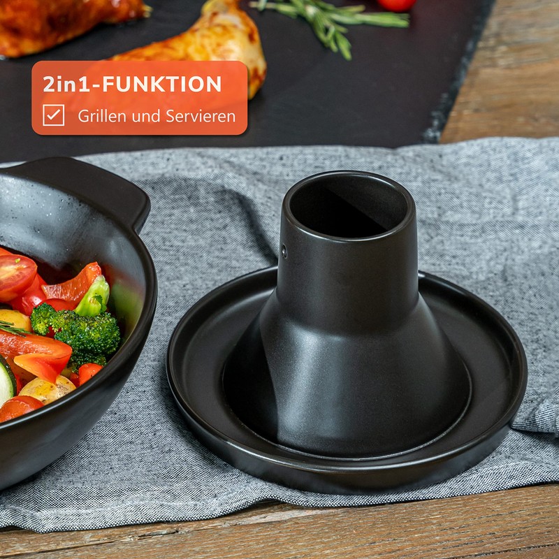 bremermann Chicken Roaster, Poultry Holder Made of Stoneware, Chicken Grill