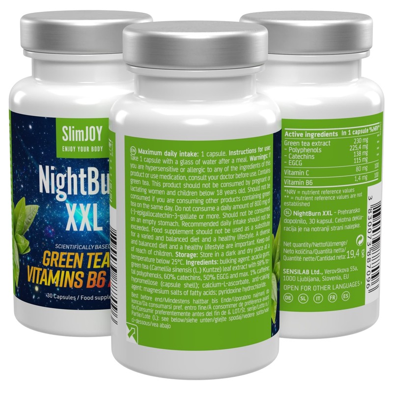 Slimjoy Nightburn XXL Capsules, Premium Decaffeinated Green Tea Extract, with