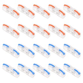 DIANN 20pcs Lever Wire Connector Compact Wire Connectors 1 to 1 Inline Electrical Lever Wire Connectors Assortment Splicing Connectors for 28-12 AWG (10pcs Blue+10pcs Orange)