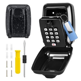 APKOL Key Safe with Number Code Key Box, Outdoor Large Key Lock with 12 Digit Key Safe Wall Mounted Key Box with Waterproof Cover for Home, Office, Garages, Factory, School