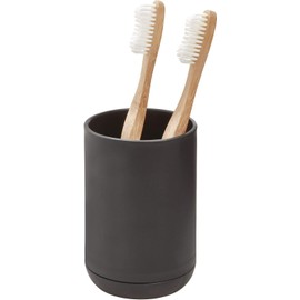 iDesign - Soporte para tartas, para cepillos de dientes normales, cepillos giratorios y pasta de dientes, negro mate