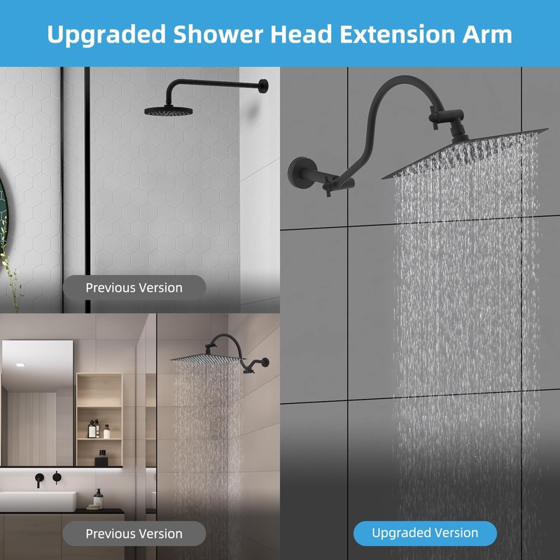 Hibbent All Metal Upgraded 18'' Shower Head Extension Arm, Shower