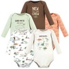 Hudson Baby Unisex Baby Cotton Long-Sleeve Bodysuits, Dinosaur Adventures 5-Pack,