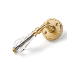 SORWDUERM 1 Pack Gold Glass Door Lever Privacy Crystal Door Levers Satin Brass Door Lever Interior Brushed Gold Door Handle for Bedroom and Bathroom,Zinc Alloy