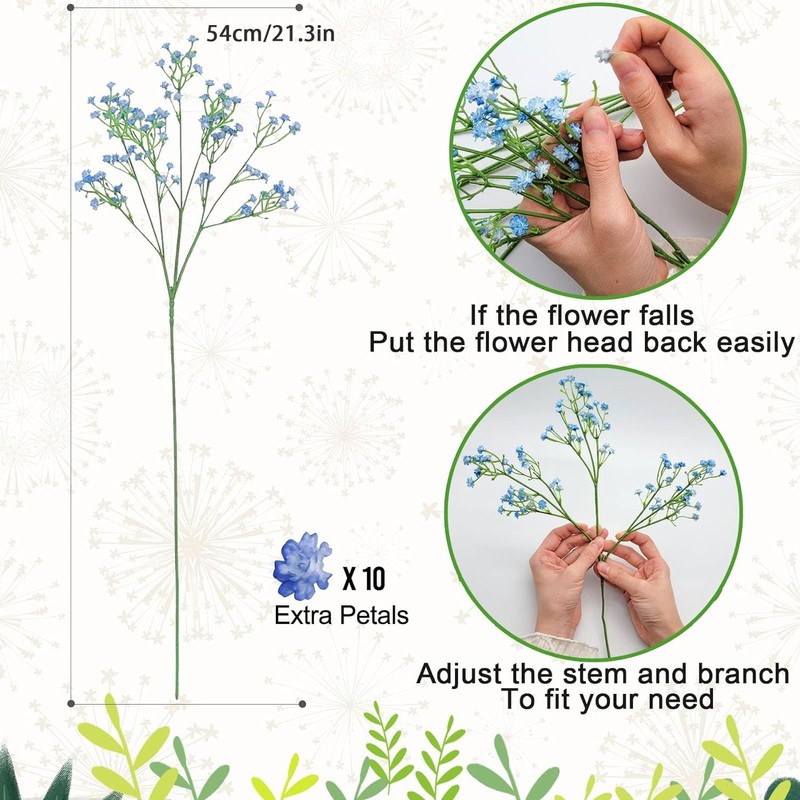 JIFTOK Babys Breath Artificial Flowers, 24 Pcs Fake Flowers Gypsophila