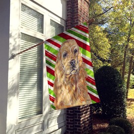 Caroline's Treasures SC9612CHF Buff Cocker Spaniel Candy Cane Christmas House Flag Large Porch Sleeve Pole Decorative Outside Yard Banner Artwork Wall Hanging, Polyester, House Size, Multicolor
