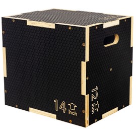 Signature Fitness 3 in 1 Non-Slip Wooden Plyo Box Plyometric Box Jumping Exercise, Multiple Sizes