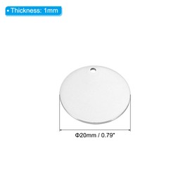 PATIKIL 20mm Steel Disc, 36pcs Metal Stamping Blanks Tags Circle Stainless Steel Pendants Round Metal Plate DIY with Hole for Laser Engraving Stamping Keychain Making, Silver Tone