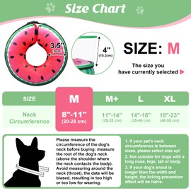 Didopet Inflatable Dog Cone, Watermelon Donut Collar After Surgery, Donut Cone with Detachable Anti-Licking Shield, Soft Recovery Collar for Large Medium Pets Does Not Block View
