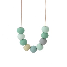 Long Bead Necklace in Green, Adjustable Modern Statement Jewellery Gifts for Women Under 20