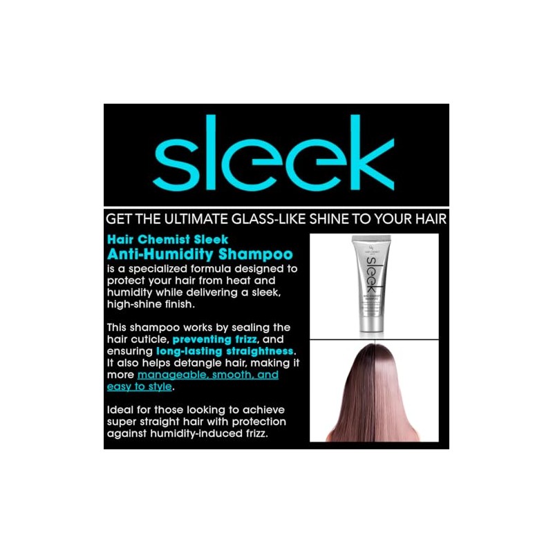 Hair Chemist SLEEK - Champú antihumedad de 8 onzas, champú