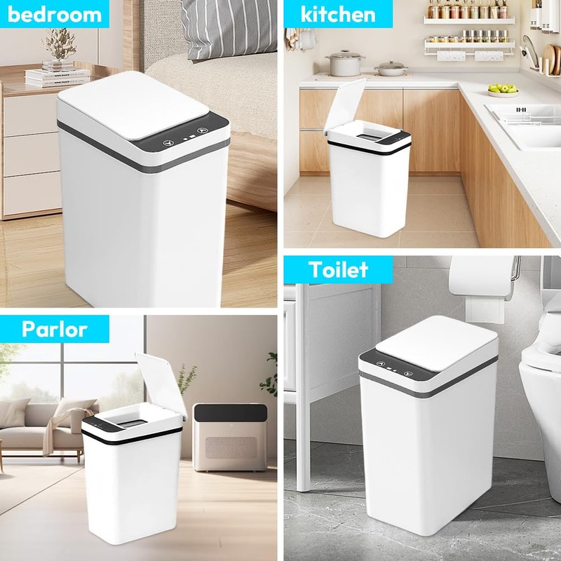 Zinueen Bathroom Bin 12L Sensor Cosmetic Bin - Bin with