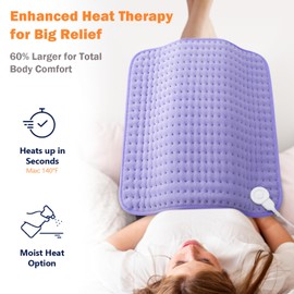 Ultra-Wide Microplush Heating Pad - 20"x24" Electric Heating Pad for Back, Neck, Shoulder Pain and Cramps - Moist Heat Option, Machine Washable, Auto-Off - Mothers Day Gifts for Mom, Grandma, Wife