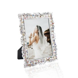 LAST HOE DOWN 5 X 7 Wedding Photo Frame Crystal Picture Frame Pearl Crystal Tablecloth Display Decoration (silvery)