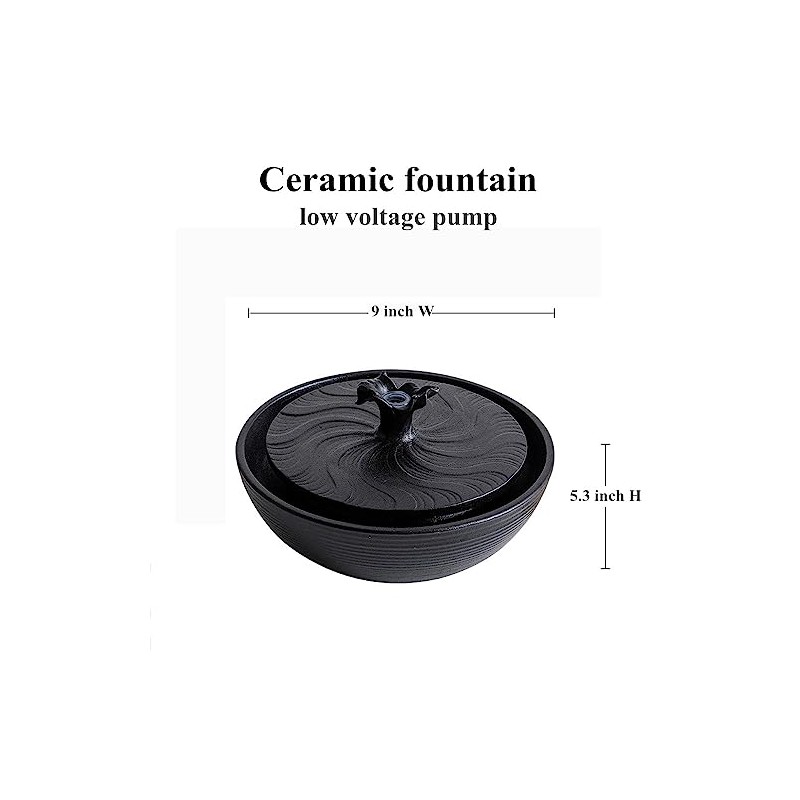 Ceramic Tabletop Water Fountain Feature for Indoor and Outdoor Home