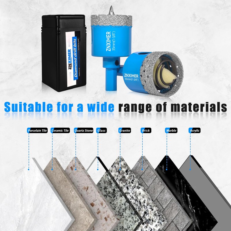 ZNXIMER Diamond Hole Saw Drill Bits - 2pcs 1-3/8" Diamond