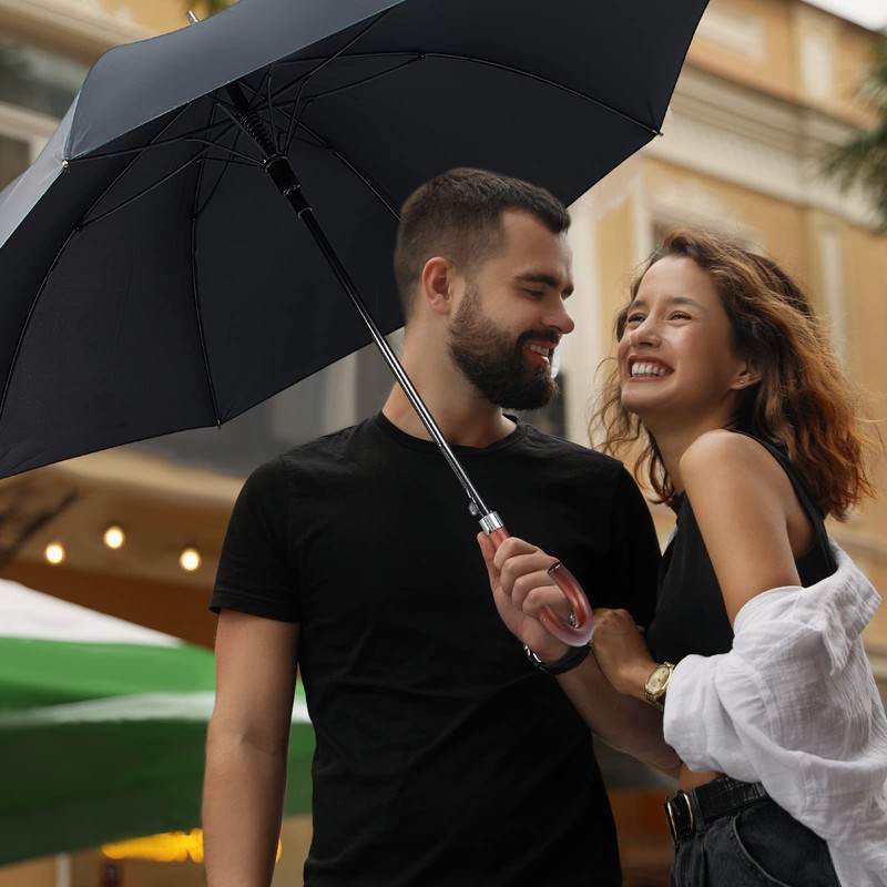 Silkfly 2 Pcs 48 Inch Auto Open Umbrella Wooden J
