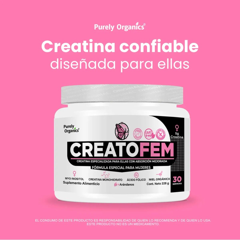 CreatoFem | Creatina Orgánica Para Mujeres | 30 Servicios Sabor