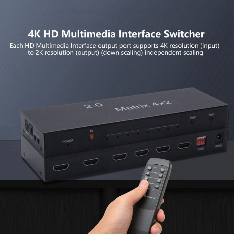 HD Multimedia Interface Switch 4 in 2 Out 4K At