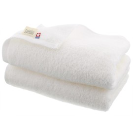 Imabari Factory Certified Imabari Slim Bath Towels, Made in Japan, Approx. 13.4 x 43.3 inches (34 x 110 cm), White, Set of 2