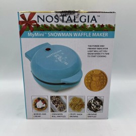 Nostalgia MyMini Snowman Waffle Maker Holiday Breakfast Brunch Dorm Camper Gift