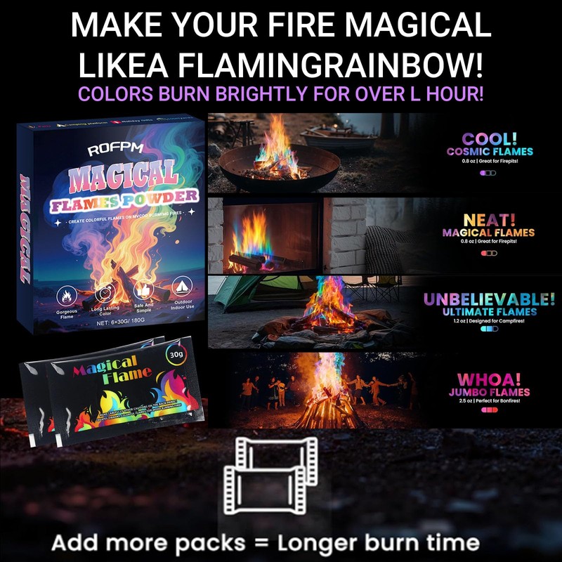ROFPM Fire Colour Changing Powder, Magic Campfire Flam, Magical Flames,