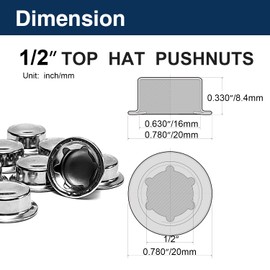 8PCS 1/2" Pushnuts Axle Caps - Zinc Plated Spring Steel Push On Fasteners, Permanent Washer Retainers for Garden Carts, Furniture Wheels, Small Equipment
