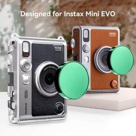 MUZIRI KINOKOO Lens Cap for Fuji Instax Mini EVO Instant Camera, Premium Plastic Mini EVO Lens Cover in Flocking Internal with Anti-Loss Rope - Green