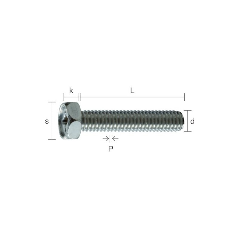 TRUSCO Y303-0616 Hexagon Bolt with Cross Hole, Stainless Steel, M6X16,