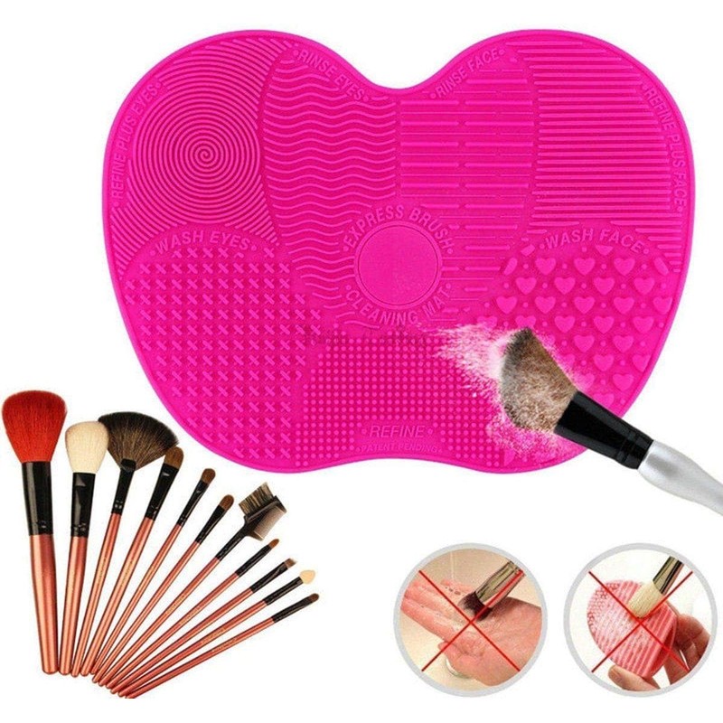 Limpiador de brochas de maquillaje de silicona, almohadilla de limpieza