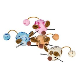 Nobby Set of 2 Plush Catnip Mice with Bells for Cats, Assorted Colours