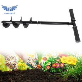 Thomletha 4"×24" Hand Operated Auger Drill Bit for Planting T Shaped Spiral Drill Bit