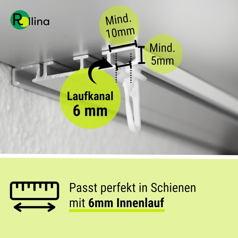 Rollina X-Glider Curtain Hooks for Rails with 6 mm Inner